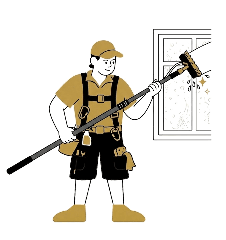 Doorway Detail window cleaning crew member